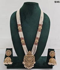 Traditional Pearl Beaded Necklace Set with Earrings