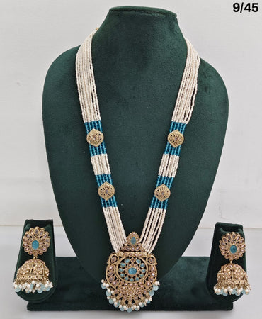 Traditional Pearl Beaded Necklace Set with Earrings