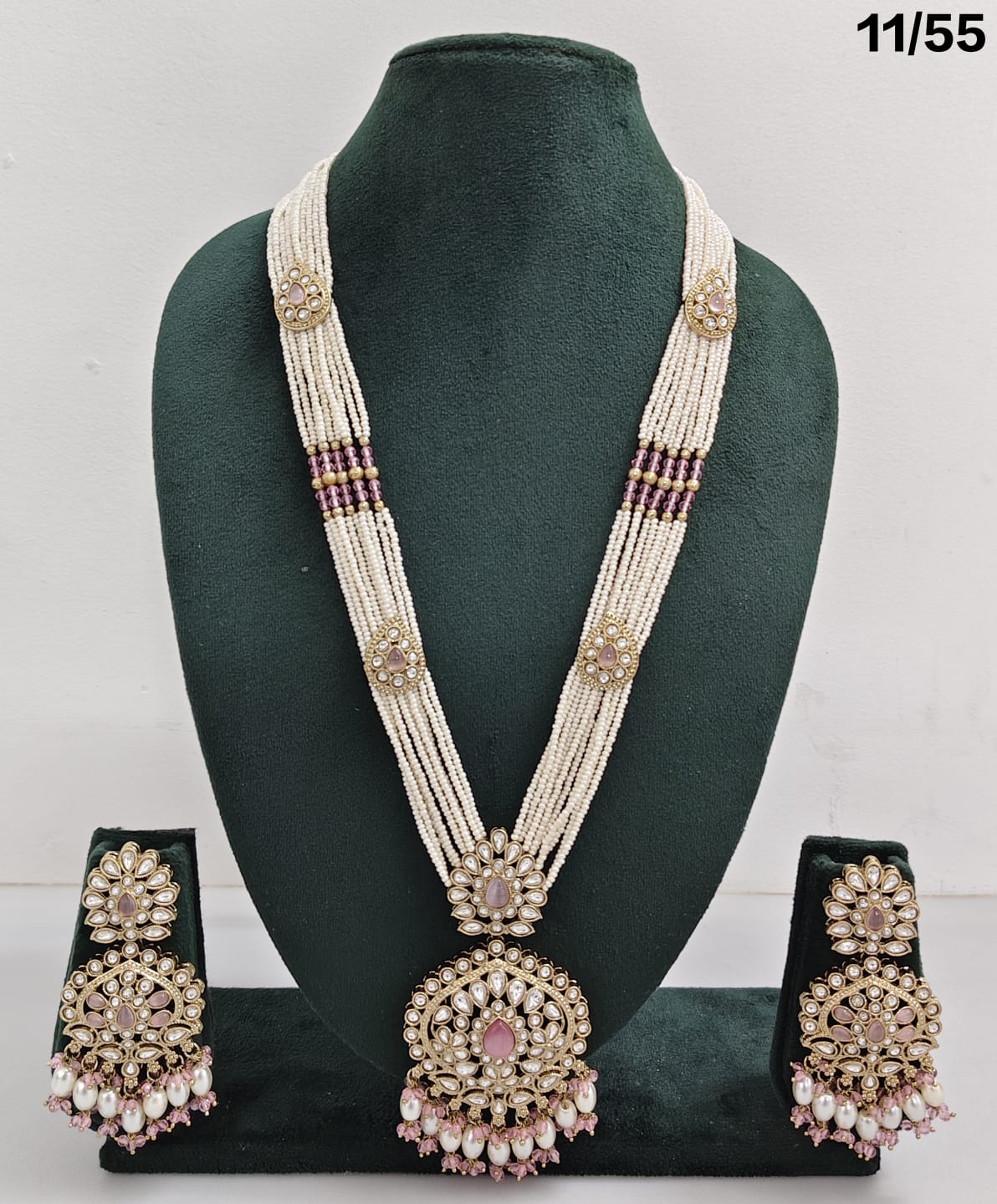 Elegant CZ Long Necklace Set with Earrings – Bridal & Party Jewelry