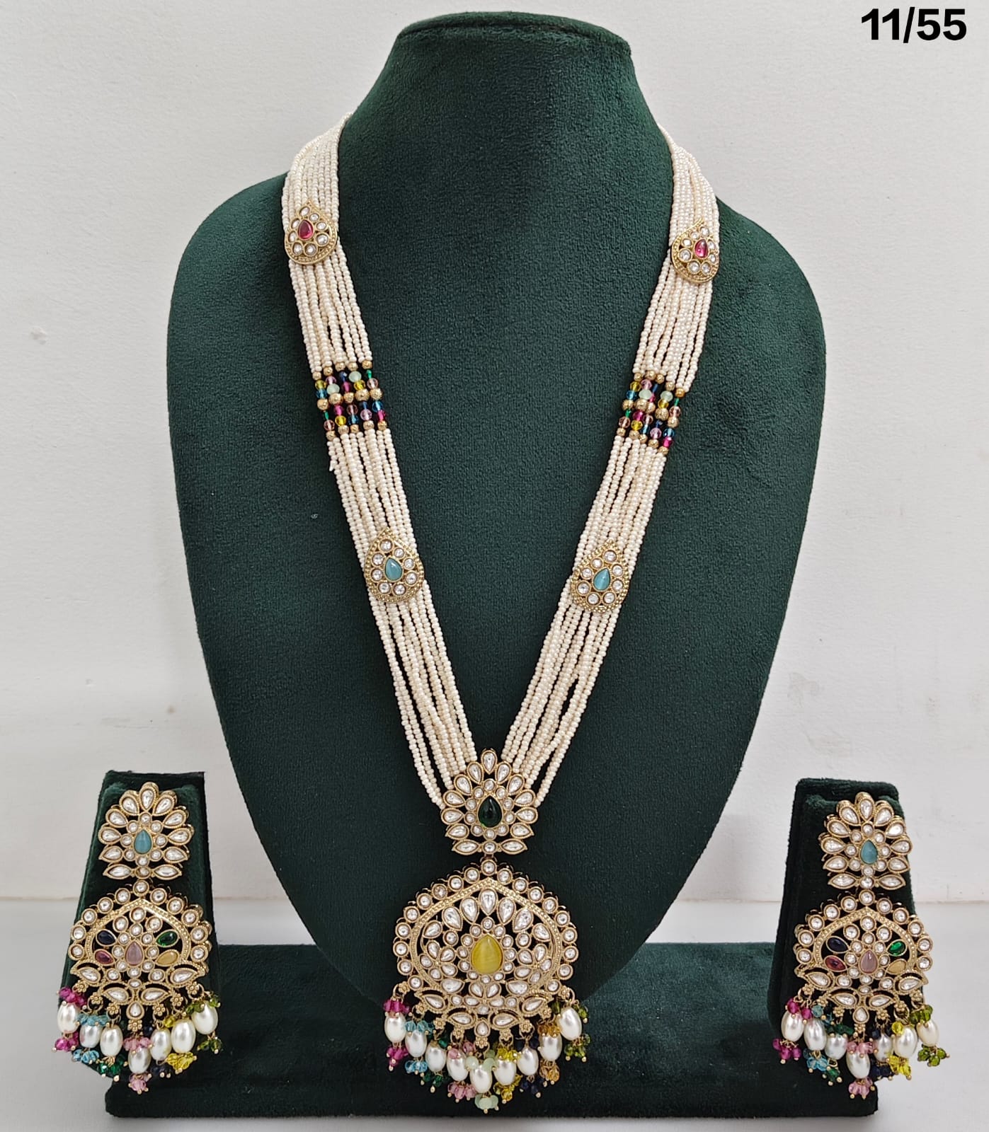 Elegant CZ Long Necklace Set with Earrings – Bridal & Party Jewelry