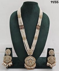 Elegant CZ Long Necklace Set with Earrings – Bridal & Party Jewelry
