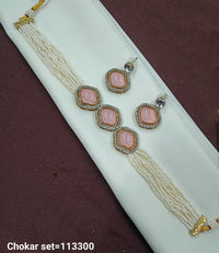 Elegant Choker Set with Pearls & Rhinestone Detailing