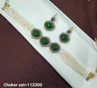 Elegant Choker Set with Pearls & Rhinestone Detailing