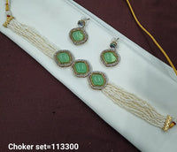 Elegant Choker Set with Pearls & Rhinestone Detailing