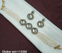 Elegant Choker Set with Pearls & Rhinestone Detailing