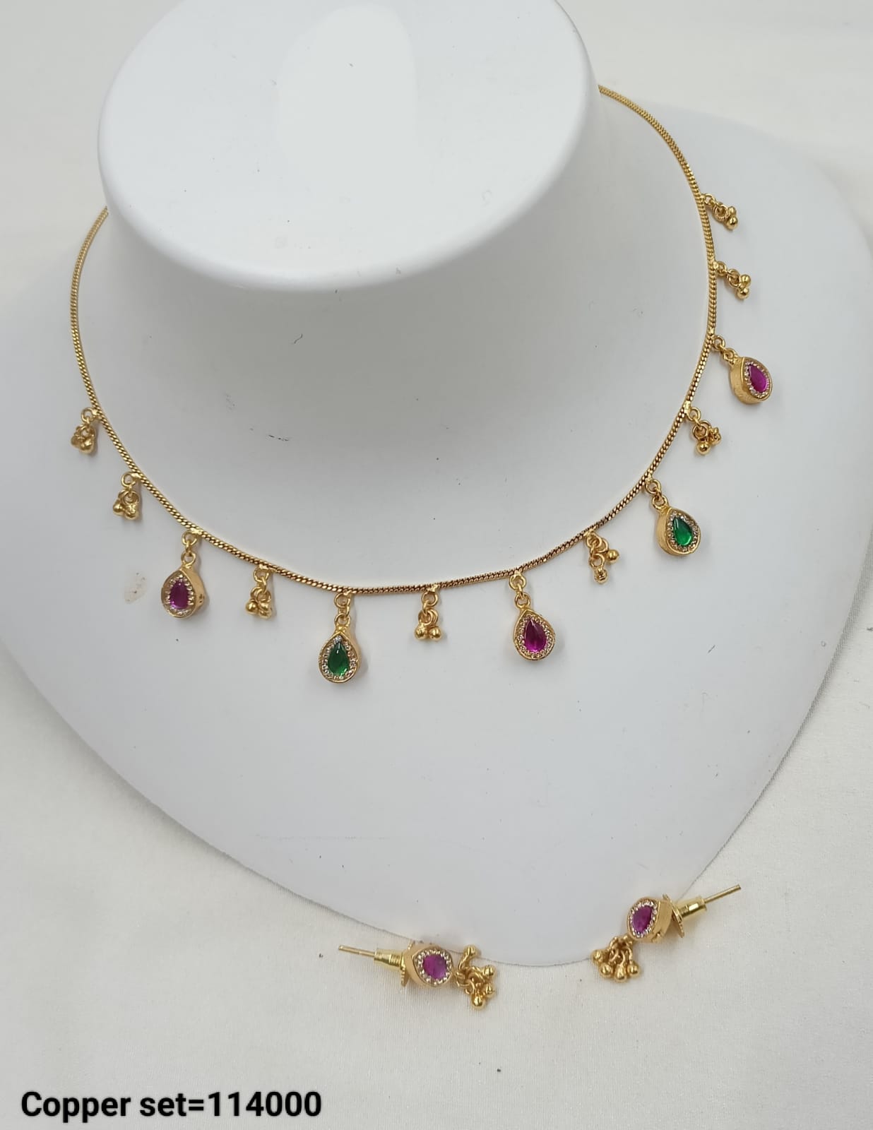 Trendy Necklace and Earrings Set with Gemstone Accents