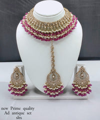 Prime Quality Pachi Kundan Antique Necklace and Earrings Set with Beaded Detailing