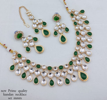 Premium CZ Necklace Set with Matching Earrings & Maang Tikka