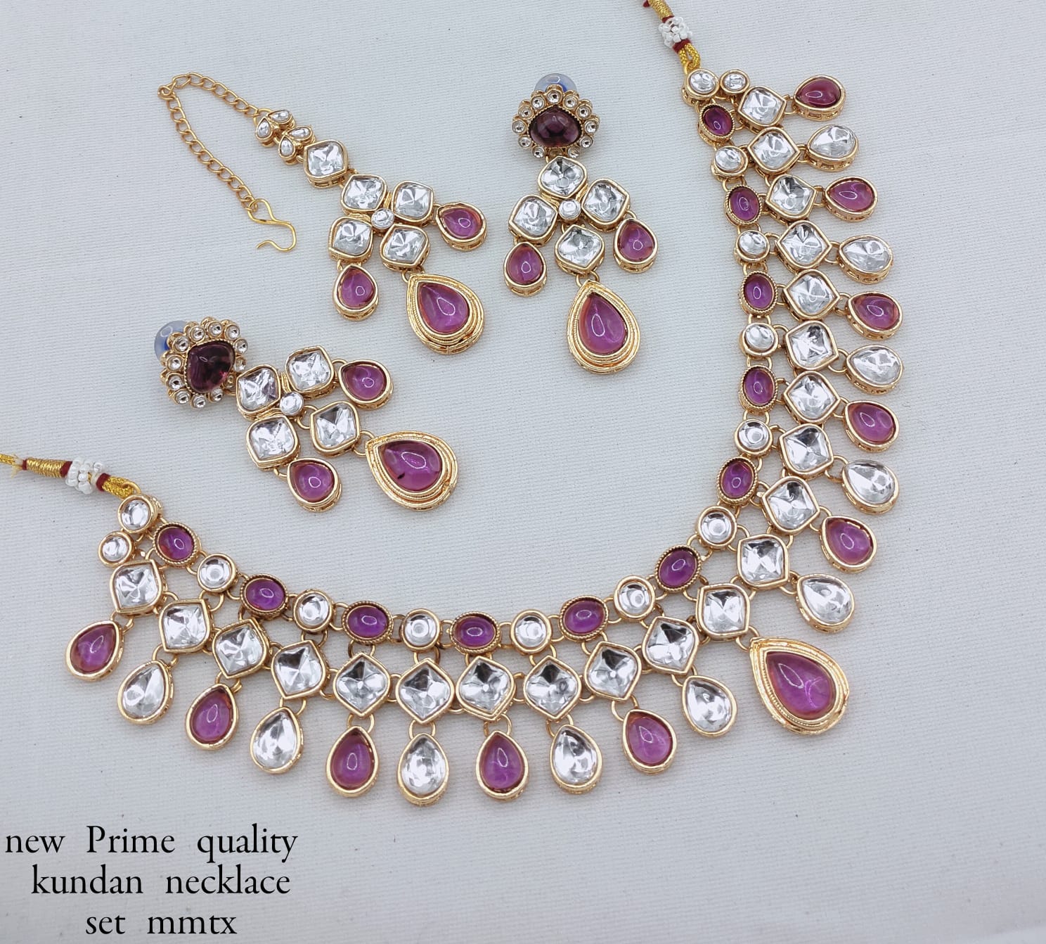 Premium CZ Necklace Set with Matching Earrings & Maang Tikka