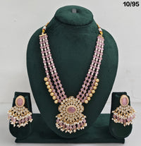 Elegant CZ Beaded Long Necklace Set with Earrings