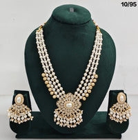 Elegant CZ Beaded Long Necklace Set with Earrings