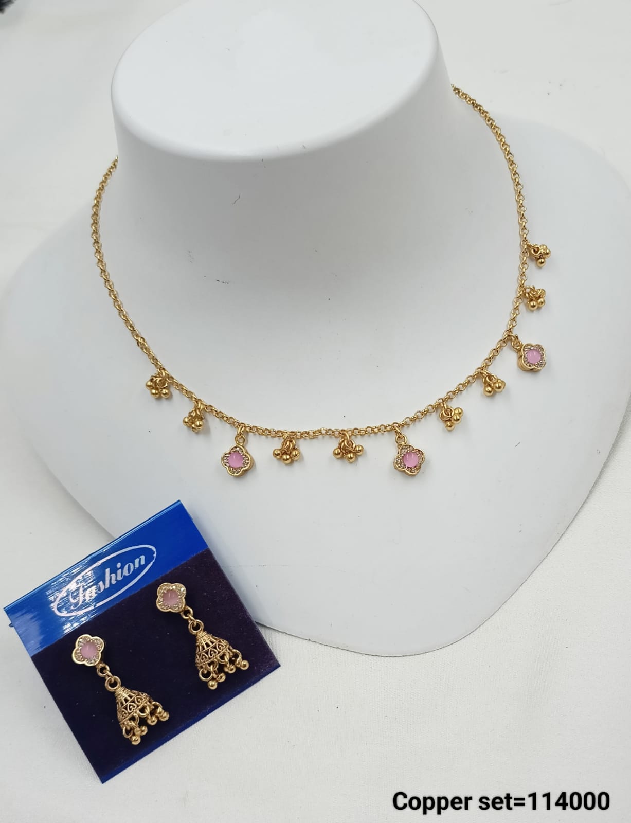 Elegant Gold-Plated Necklace & Earrings