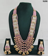 Multi-Layer Beaded Rani Haar Necklace Set with CZ Embellished Accents & Matching Earrings