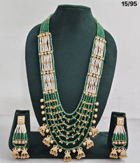Multi-Layer Beaded Rani Haar Necklace Set with CZ Embellished Accents & Matching Earrings