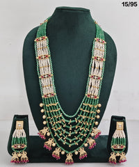 Multi-Layer Beaded Rani Haar Necklace Set with CZ Embellished Accents & Matching Earrings