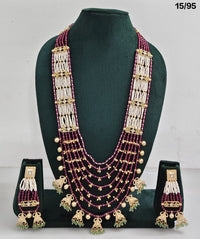Multi-Layer Beaded Rani Haar Necklace Set with CZ Embellished Accents & Matching Earrings