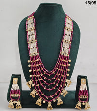 Multi-Layer Beaded Rani Haar Necklace Set with CZ Embellished Accents & Matching Earrings