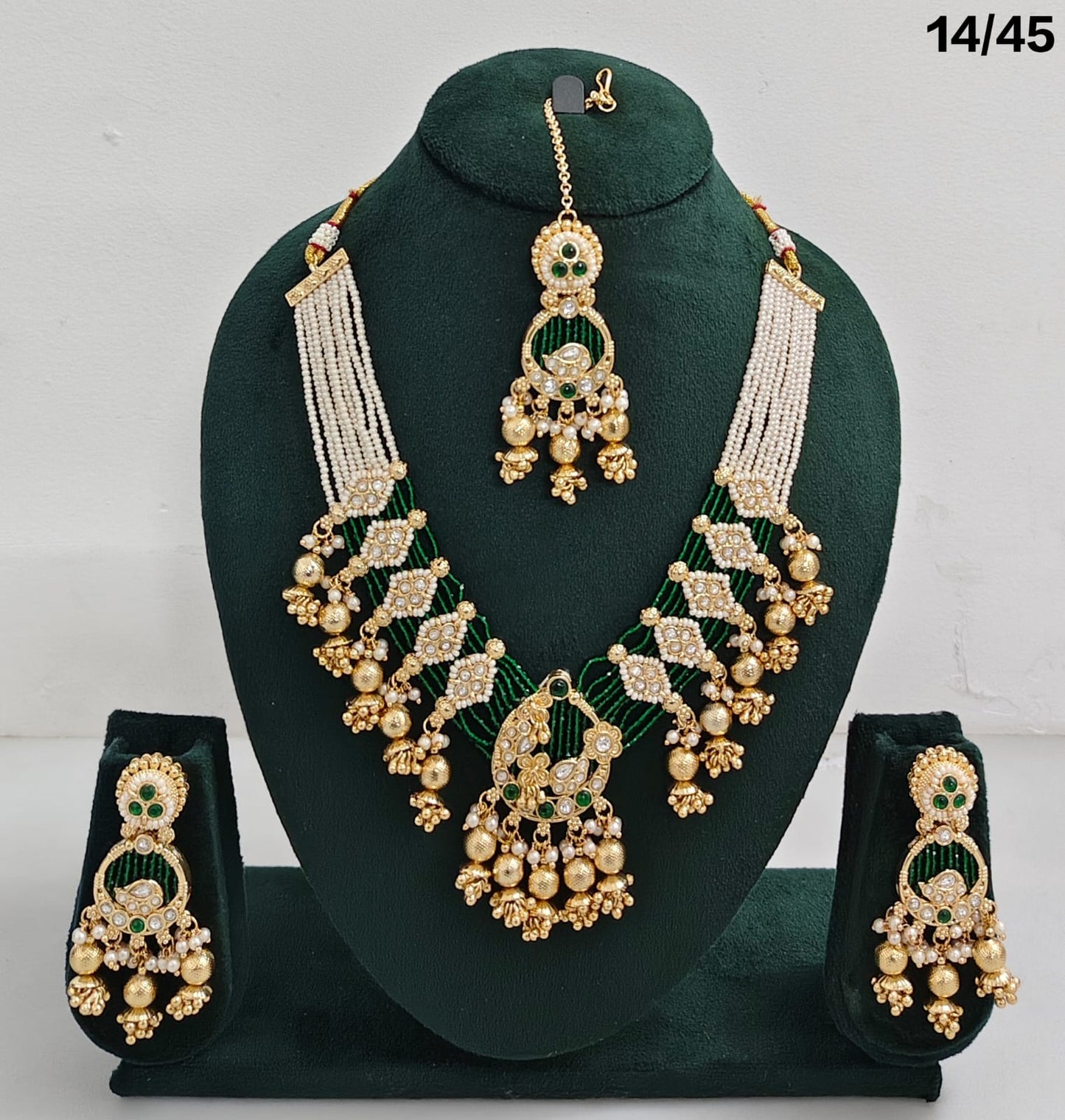 Elegant Multi-Strand Beaded Bridal Necklace Set with Pearl Accents & Matching Earrings