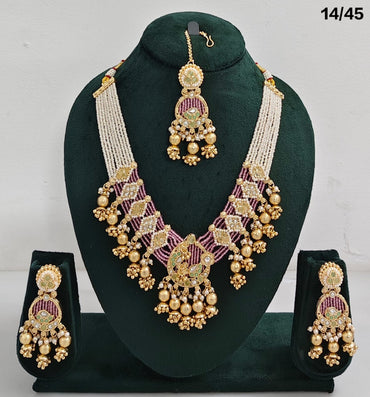 Elegant Multi-Strand Beaded Bridal Necklace Set with Pearl Accents & Matching Earrings
