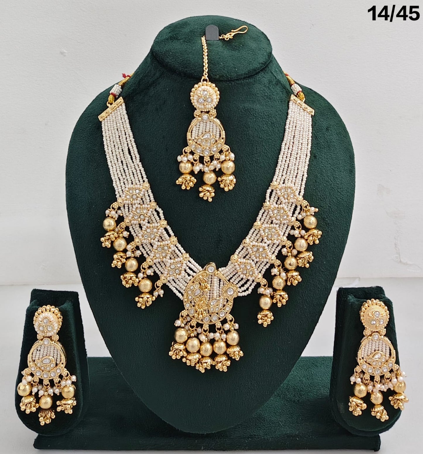 Elegant Multi-Strand Beaded Bridal Necklace Set with Pearl Accents & Matching Earrings