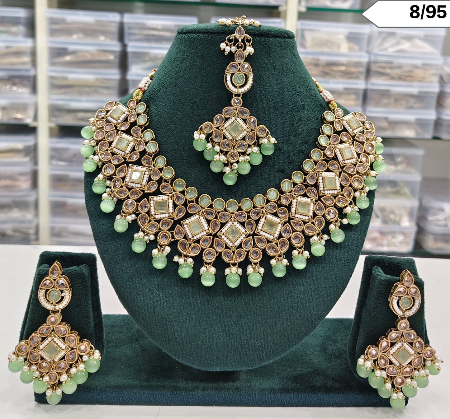 Kundan Stone Choker Necklace Set with Matching Earrings and Maang Tikka – Bridal & Ethnic Jewellery