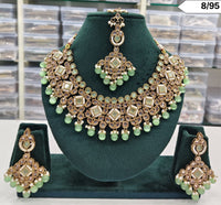 Kundan Stone Choker Necklace Set with Matching Earrings and Maang Tikka – Bridal & Ethnic Jewellery