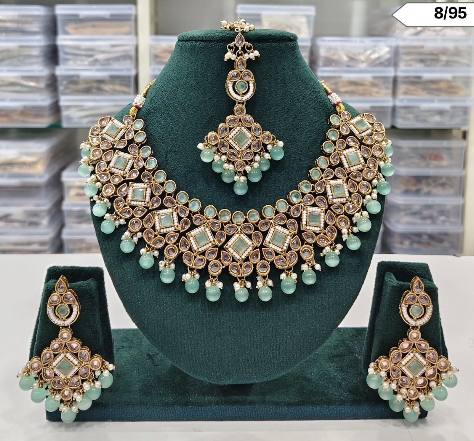 Kundan Stone Choker Necklace Set with Matching Earrings and Maang Tikka – Bridal & Ethnic Jewellery