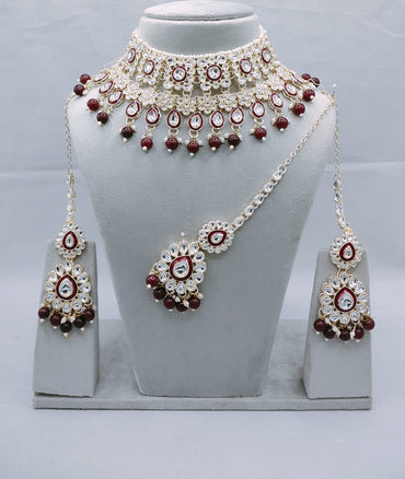 Heavy Bridal Choker Set with Ear chains