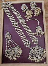 Traditional Gold Pletad Long Necklace Set 5-Piece For Woman & Girls