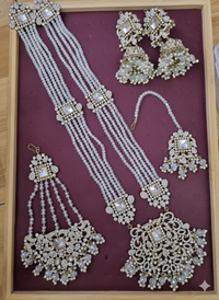 Traditional Gold Pletad Long Necklace Set 5-Piece For Woman & Girls