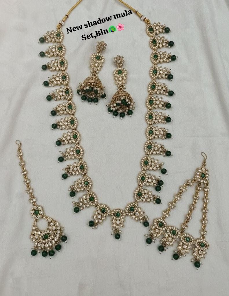 Traditional Gold Plated Bridal Jewelley Long Necklace Set with Earrings & Tikka Set For Woman