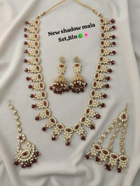 Traditional Gold Plated Bridal Jewelley Long Necklace Set with Earrings & Tikka Set For Woman
