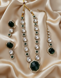 Deep Maroon Kundan Necklace Set with Earring