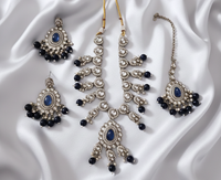 Lavender Lilac Kundan Necklace Set with Frosted Bead Droplets
