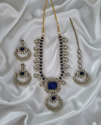 Antique Gold & Royal Blue Long Necklace Set