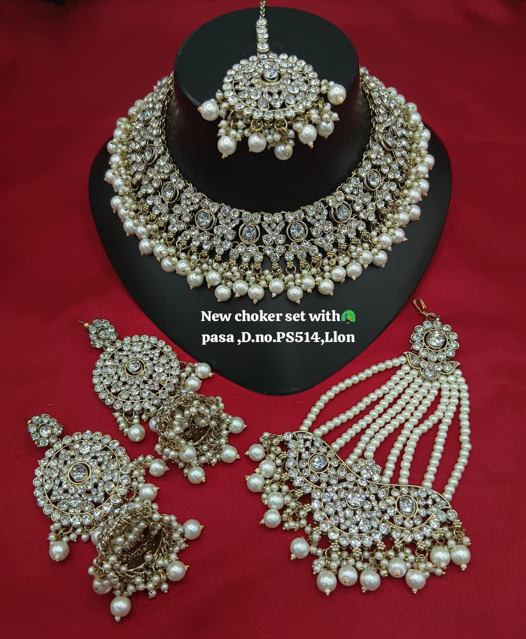 Grand White Stone Bridal  Choker Set