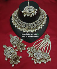 Grand White Stone Bridal  Choker Set
