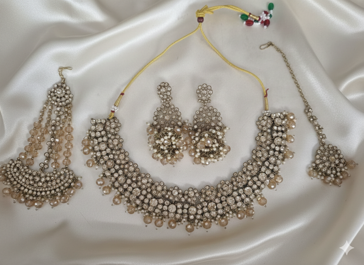 Classic Green Kundan Choker Set with Earrings