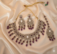 Rose Petal Pink Choker Necklace Set with Earrings