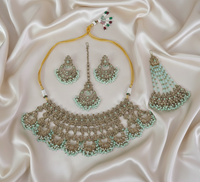 Baby Pink Champagne Bridal Choker Set With Earring set