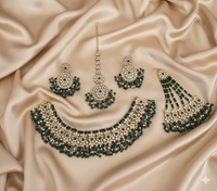 Deep Maroon Antique Gold Choker Set with Traditional Jhumar/Passa