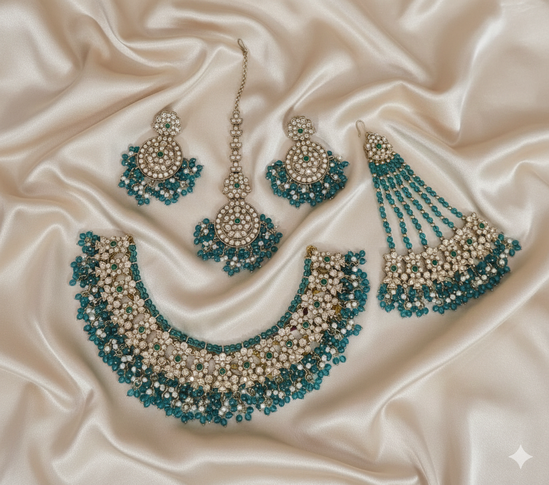 Deep Maroon Antique Gold Choker Set with Traditional Jhumar/Passa