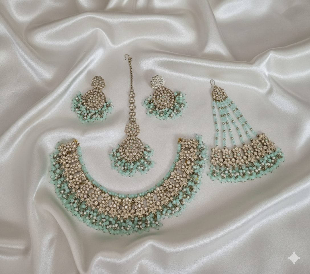 Deep Maroon Antique Gold Choker Set with Traditional Jhumar/Passa