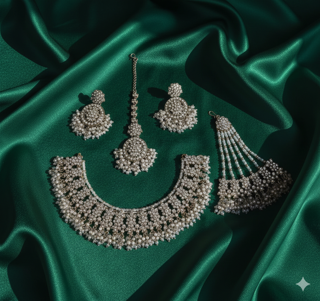 Deep Maroon Antique Gold Choker Set with Traditional Jhumar/Passa