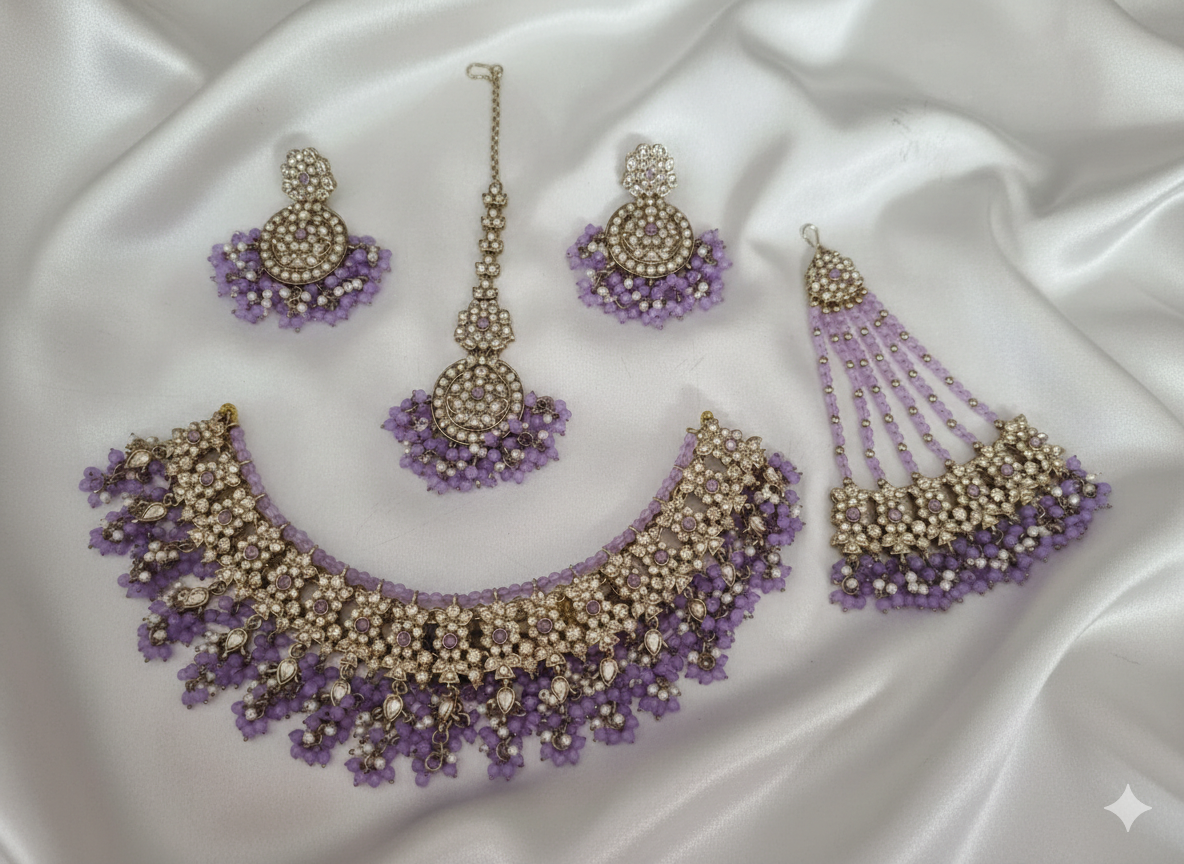 Classic White Beaded Traditional Wedding Jewelry Set