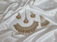 Classic White Beaded Traditional Wedding Jewelry Set