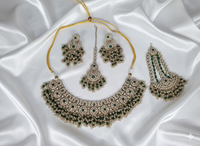 Traditional Green Kundan Choker Set with Earrings