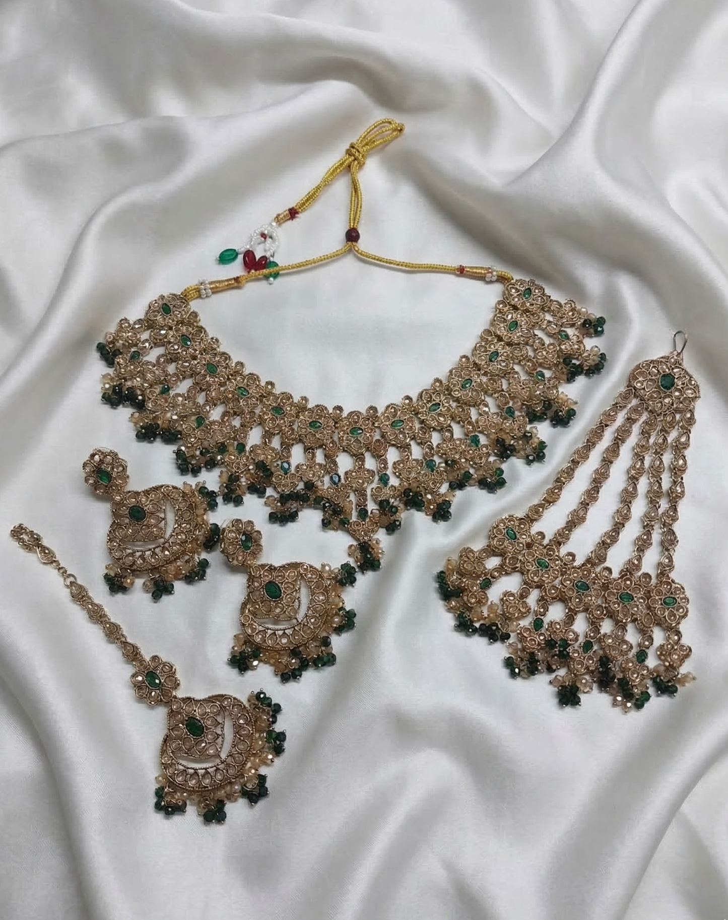 The Mughal Bride Antique Gold Maroon Choker Set