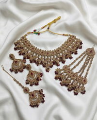 The Mughal Bride Antique Gold Maroon Choker Set