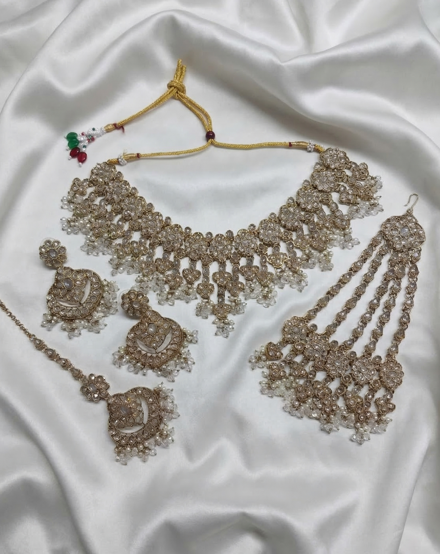 The Mughal Bride Antique Gold Maroon Choker Set
